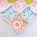 Girl Baby Rag Quilt - Butterflies & Flowers - Pink, White, and Blue - Ready to ship