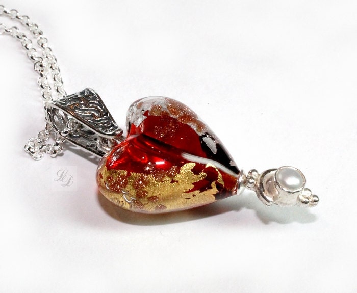 Love On A Chain - Gold, silver and freshwater pearl - Free shipping Romantic Valentine Gothic Rock Necklace - Limited