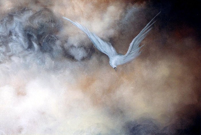 Bird, Skyscape Art Print, Signed, The Messenger, Spiritual Art by Marina Petro - MarinaPetroFineArt