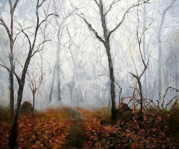 Autumn Mist, Autumn Landscape Forest Fog ART PRINT,signed, from the Original Oil Painting by Marina Petro - MarinaPetroFineArt Autumn Mist, Autumn Landscape Forest Fog ART PRINT,signed, from the Original Oil Painting by Marina Petro - MarinaPetroFineArt