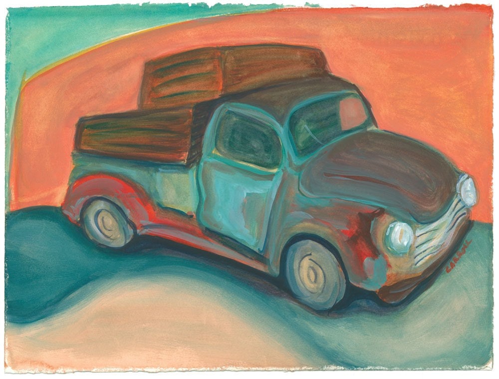 Seco Truck - Archival Print from Original Watercolor 11.25 x 15 inches with border - debbiecarrolldesigns