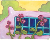Window at Couse House - Archival Print from Original Watercolor 7.5 x 10 inches with border