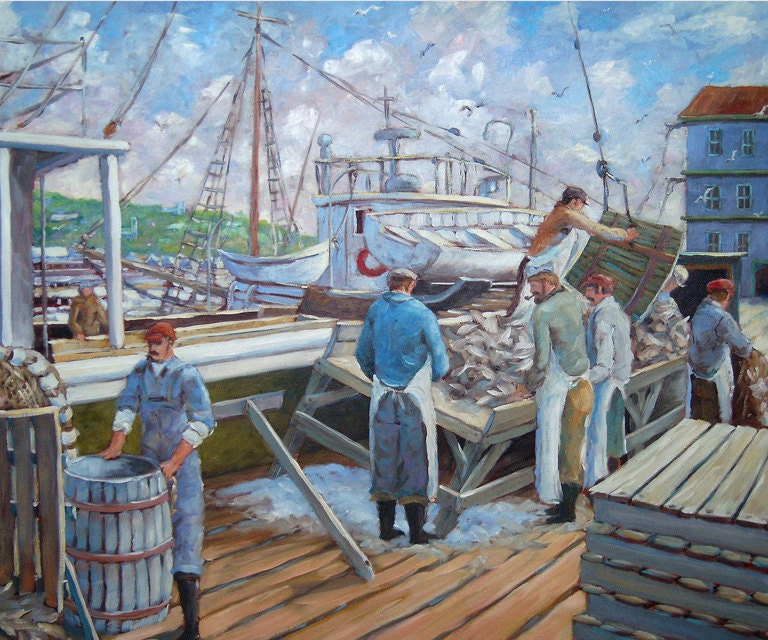 Cod Memories 24 X 20  AFFORDABLE: ART GICLEE from an Original Painting Embellished with oil Paint    No cost shipping