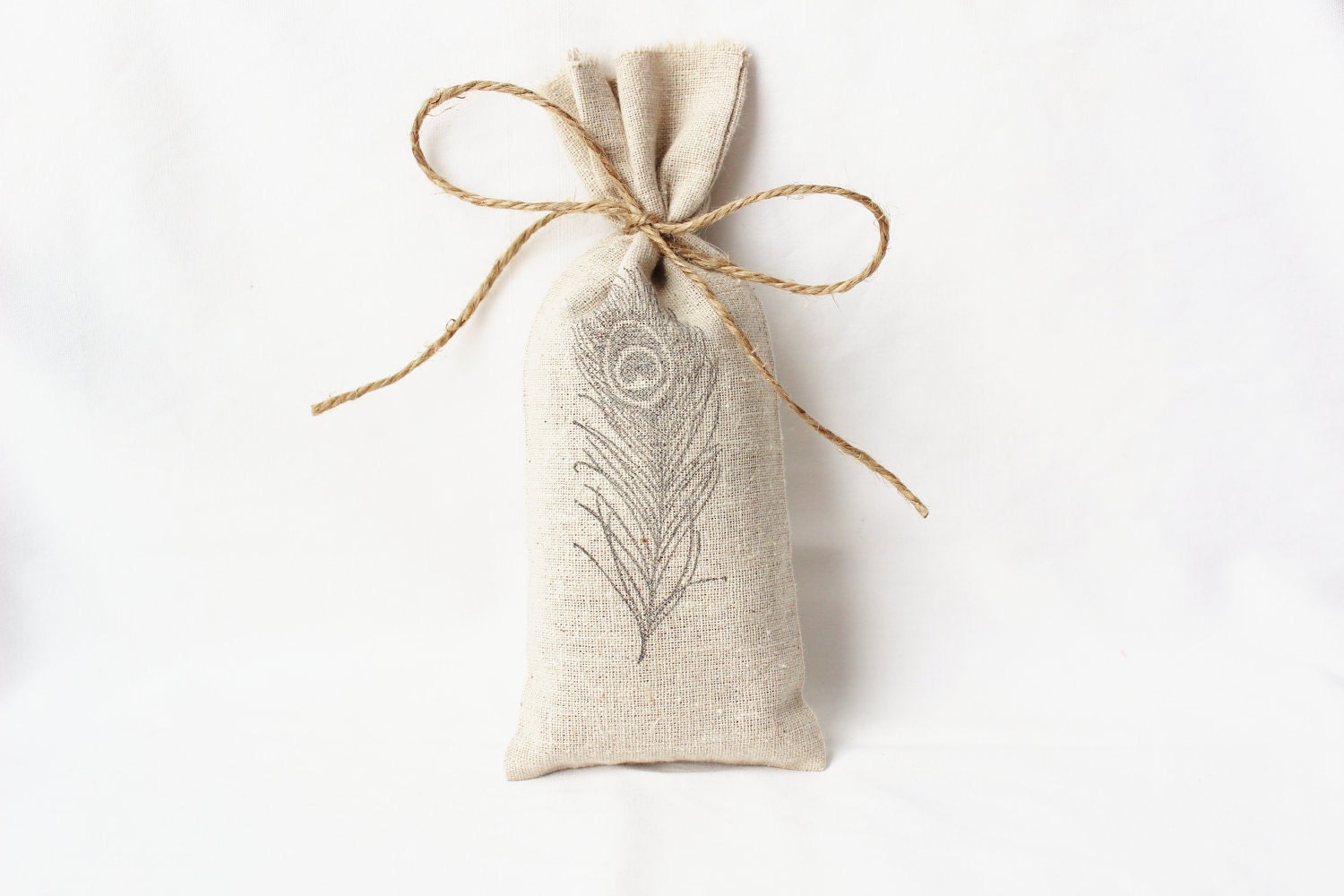 Peacock Feather Lavender Sachet - Boho Wedding Party Favor - Refillable Sachet Bag