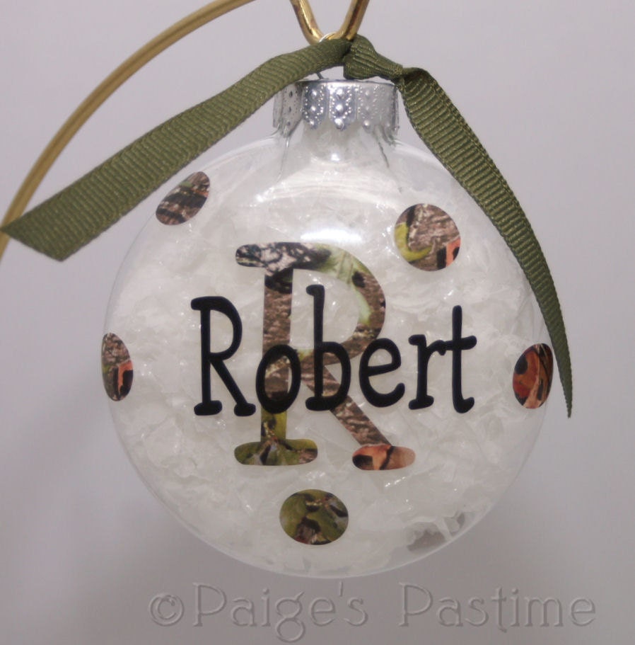 Camo Christmas Ornament Monogrammed and Personalized