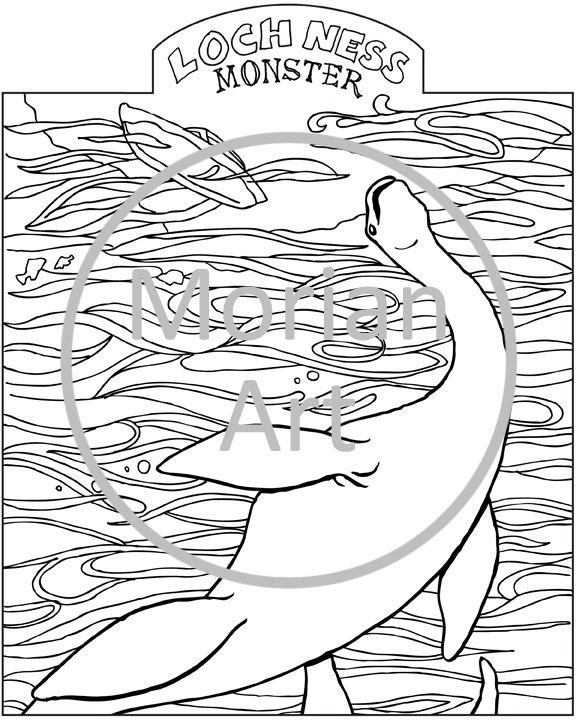 Items similar to Loch Ness Monster Printable Coloring page on Etsy