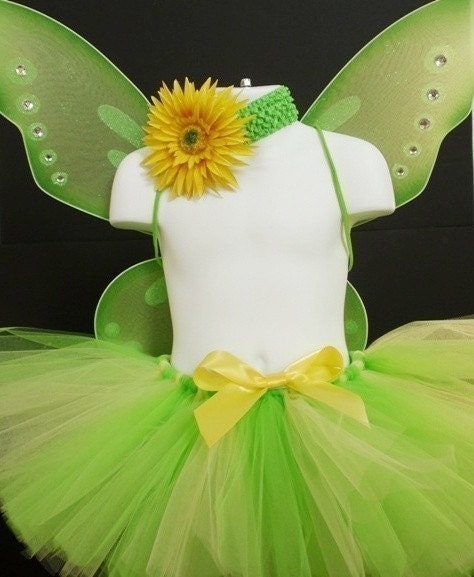 Tinkerbell Inspired Tutu Costume - For Halloween, Dress Up, Photos, Birthdays - up to child size 8