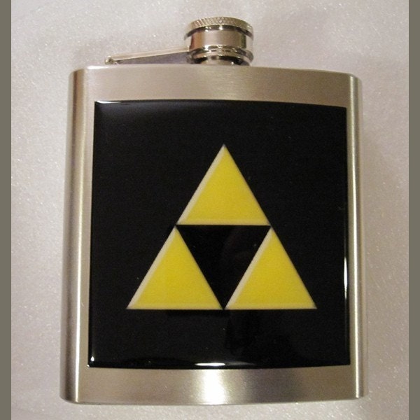 Zelda Legends Of Tri Force Liquor Hip Flask Stainless Steel 6 oz