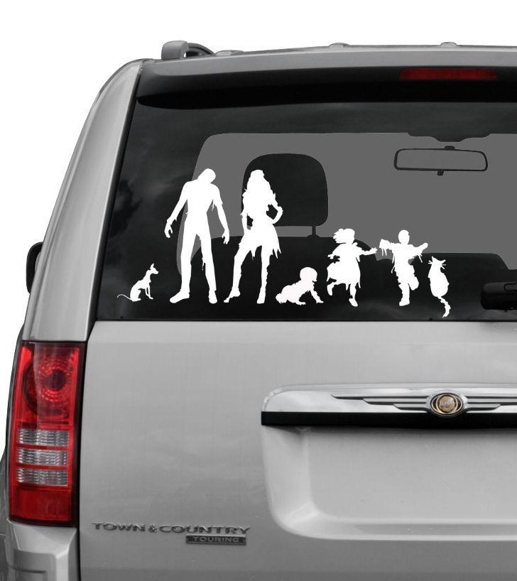 Zombie Family Decal with pets and a baby 3