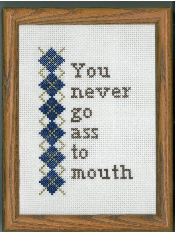 Clerks II - You Never Go Ass To Mouth Cross Stitch