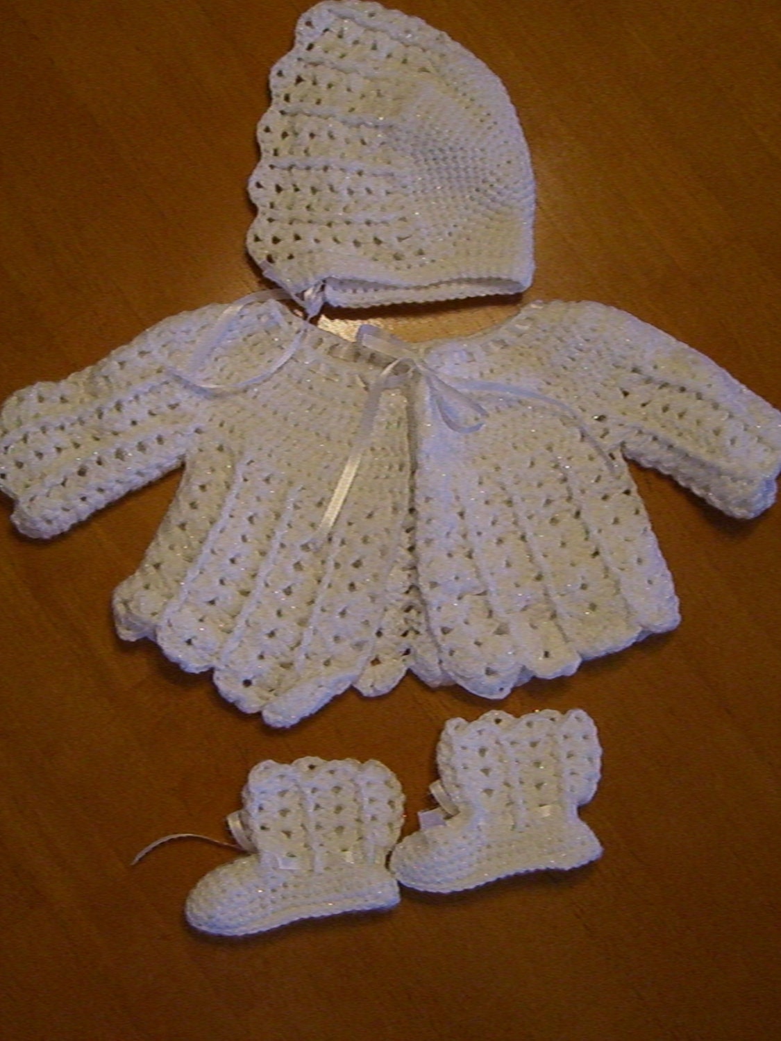 Crocheted White Baby Layette