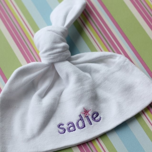 Personalized American Apparel Baby Knot Hat - Embroidered with a Star