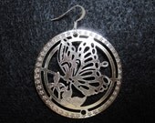 Filigree Butterfly on Flower Earrings
