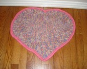 Ready to ship/ Felted Country Heart Rug Crocheted with Wool Yarn