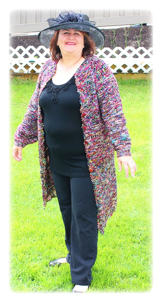 Ready to ship/ ELECTRIC ROSE superwash merino High Twist The Perfect Fit Seamless Crazy Lace Cardigan/ Size M to 2X large