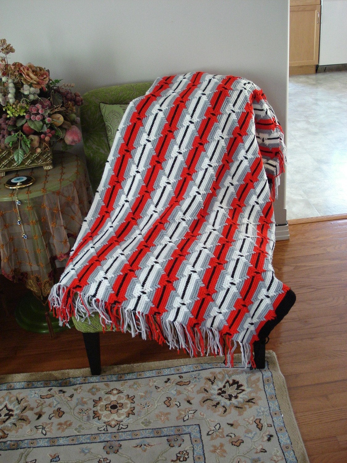 Ready to ship/Throw Over- Afghan-Blanket/ Handmade Crochet