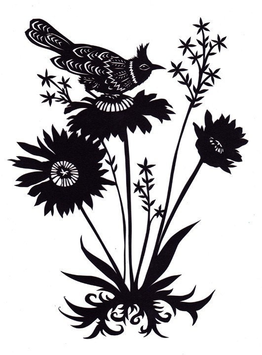 Soft Landing - Cut Paper Art Print 5 x 7