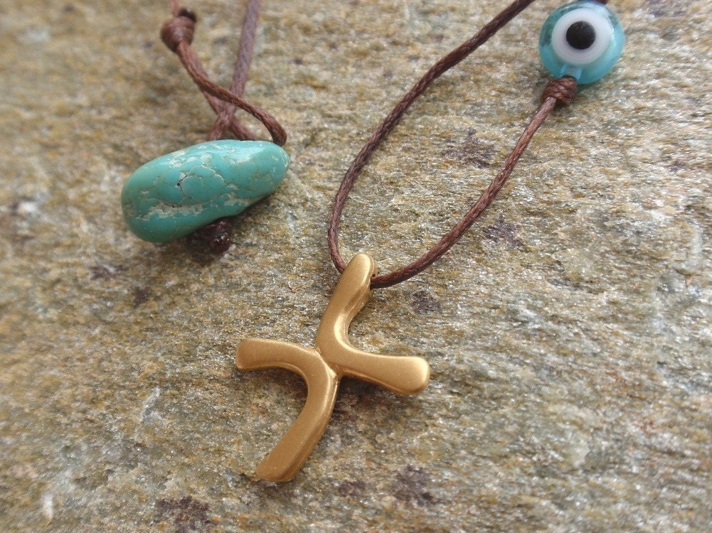 gold cross pendant - 24k gold plated sterling silver cross pendant - handmade