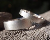 simple wedding rings - handmade wedding bands set with brush / satin finish in sterling silver - 5mm & 3mm - made to order