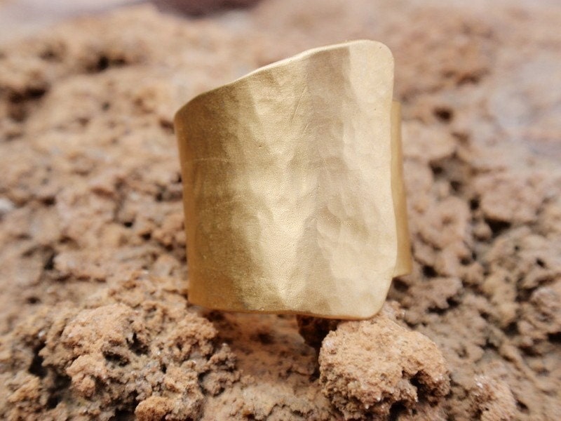 Hammered wrap ring sterling silver 24k gold plated