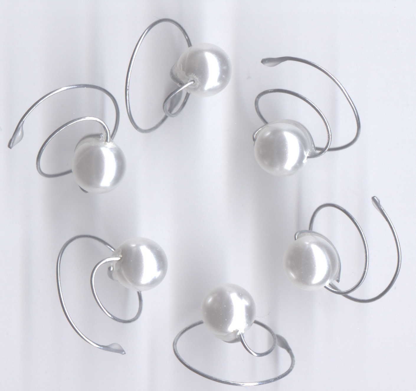 Bridal White Simulated Pearl Hair Swirls Twists Spins Spirals Coils