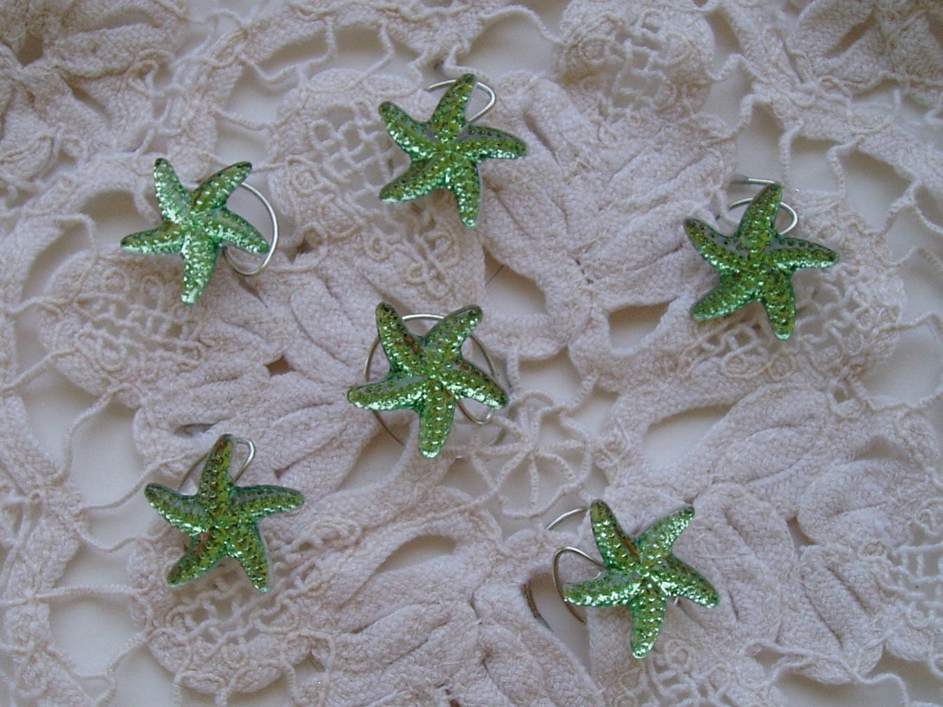 Mint Green Acrylic Starfish Hair Swirls Twists Spins Spirals for Beach Wedding Party