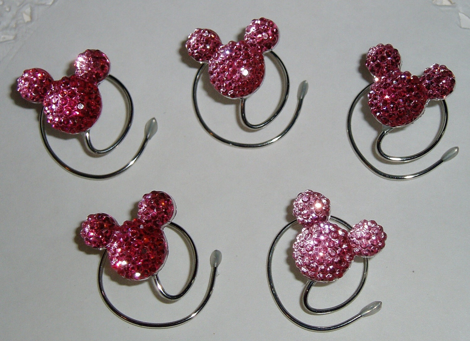 MOUSE EARS Hair Swirls for Disney Wedding in Dazzling Medium Pink Acrylic