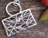 Sterling silver handbag or purse necklace or pendant - unique 3d wire jewelry - textured abstract wire necklace - handmade metalwork