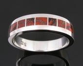 Dinosaur bone man's ring in sterling silver