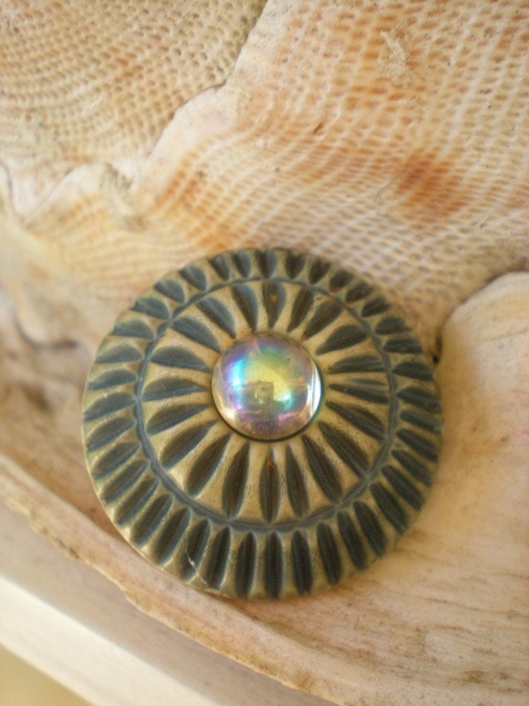 Sea Urchin Vintage Carved Button Brooch