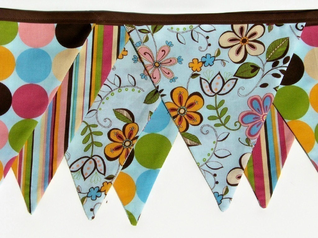 Birthday Banner Fabric Banner Bunting Banner Flags
