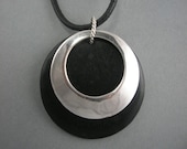 Wood Sterling Silver Pendant Jewelry Leather Strand Necklace Adjustable Handmade Jewelry by Stoneberri