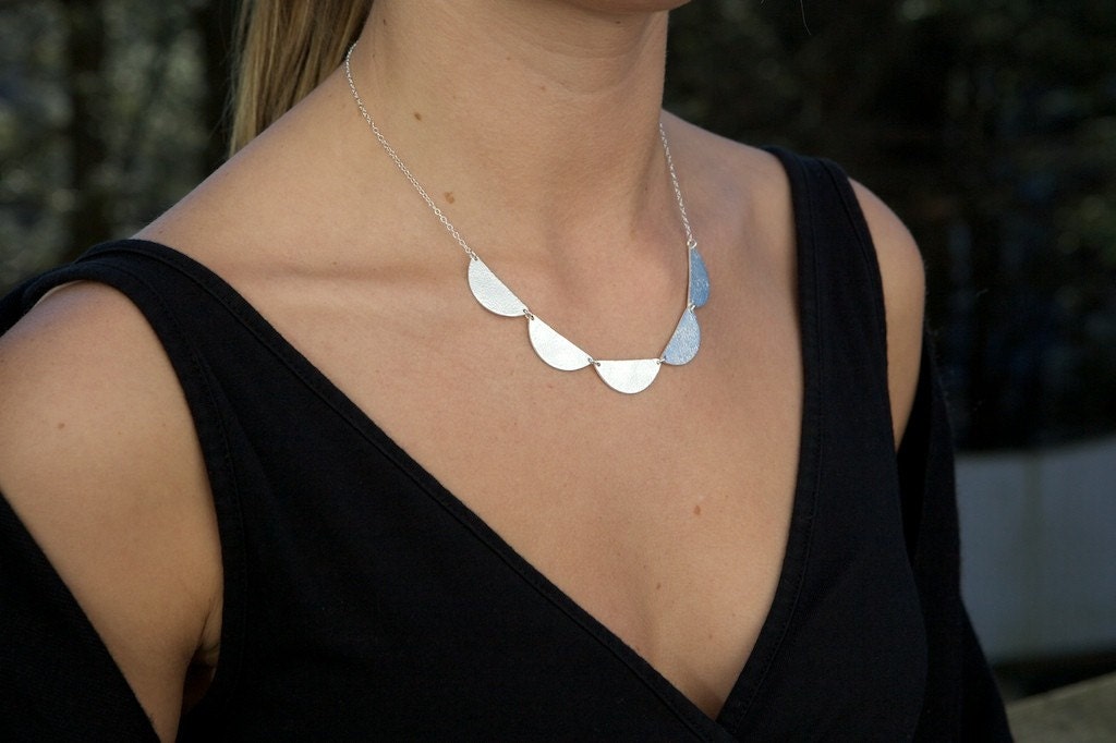 Fine Silver Half Moon Necklace