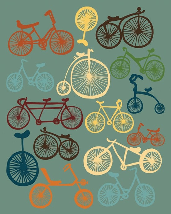 Bikes Poster, Giclee Print Wall Decor, "I Love Bikes" Bicycle Print, 8x10 Digital Giclee Print of Bicycles, Bicycles Poster, Wall Art Poster