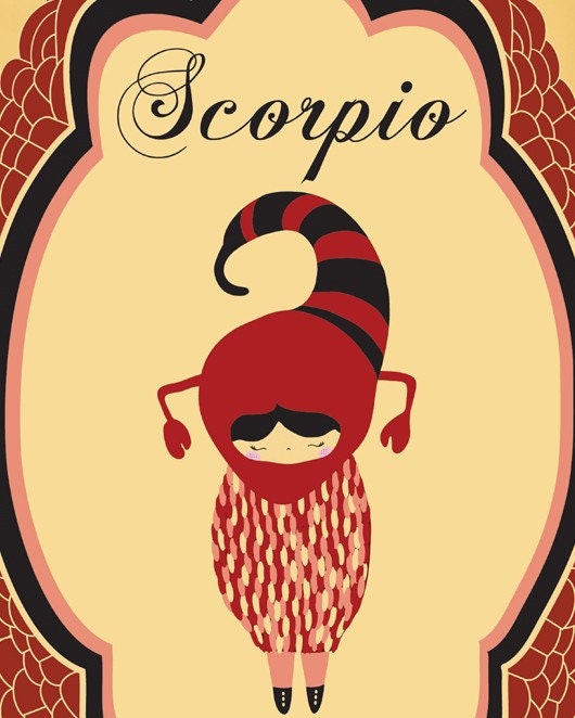 Scorpio Zodiac Astrological Sign Poster, Scorpio Print Art, 8x10 Zodiac Sign Horoscope Print, Astrological Sign Print Art Wall Decor