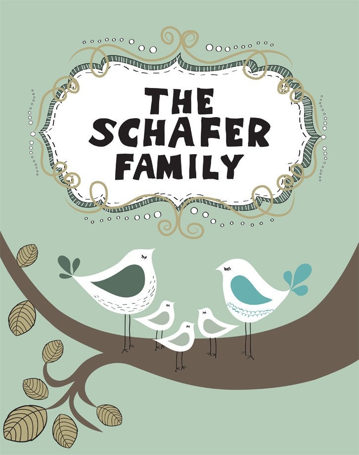 Family Name Art Giclee Print MY FAMILY Custom by ParadaCreations