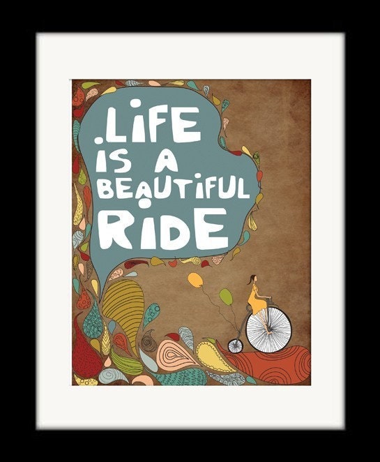 Typographic Print, Typography Giclee Print, Bicycle Poster, Inspirational Giclee Print, Antique Bicycle, Inspirational Vintage Bike Decor
