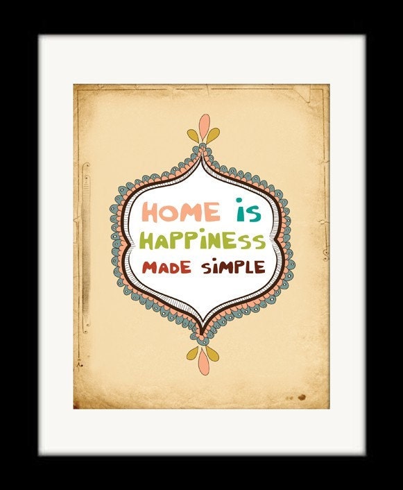 House Warming Gift, House-warming Wall Decor, Typography Print "Home Is Happiness Made Simple" House Warming Gift