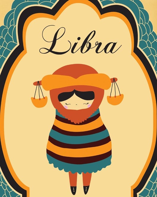 LIBRA Zodiac Astrological Sign, 8x10 Indie Libra Constellation Art Print / Horoscope Poster "Libra" Birthday Gift, Libra Sign