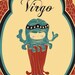 Virgo Zodiac Illustration Wall Decor, Horoscope Print Art "VIRGO" Zodiac Sign, Astrology Drawing Wall Art / Virgo Poster Pink, Blue, or Red