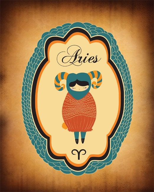 ARIES Zodiac Sign, 8x10 ARIES Astrological Print, Aries Constellation, Indie Art Horoscope Poster Wall Decor