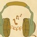 Music Art Print, Digital Print Wall Decor, "MUSIC" Giclee Print Artwork, Music Love Giclee Print, Retro Music Headphones Giclee Print