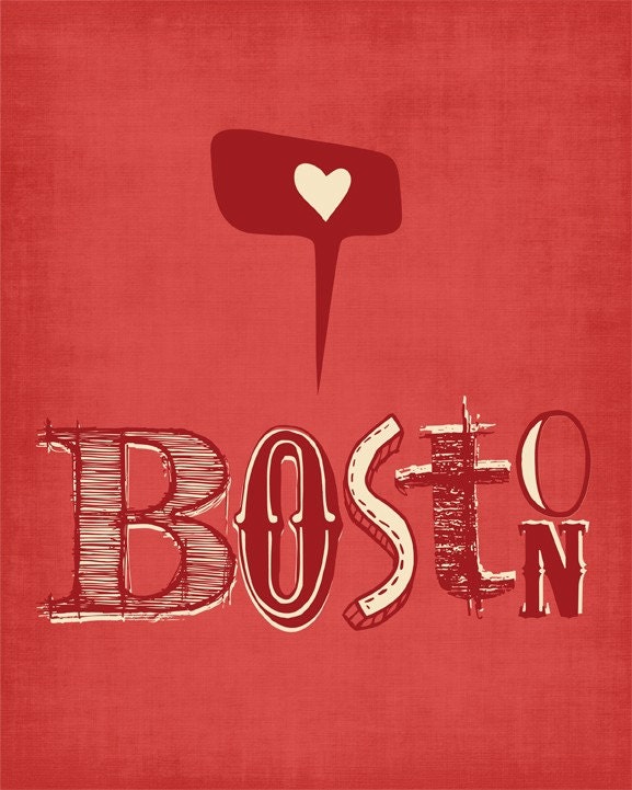 Boston Print, Digital Print, Boston Poster, Boston Red Sox Sign, "I Heart Boston" Sign Love Poster, Wall Hanging Wall Art Decor