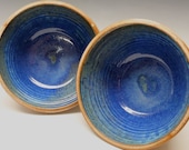 Ceramic Utility Bowl Mixing Bowl Nested Utility Mixing Bowls Creme and Electric Blue