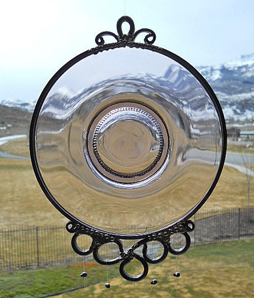 Bohemian Bliss - Vintage Amethyst Czech saucer given new life as a Windchime