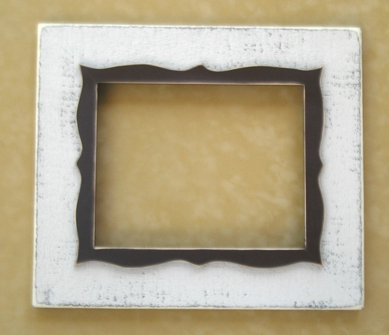 picture frame Whimsical 16x24 Shabby "Memory Keeper" Old white base with espresso trim Ready To Ship