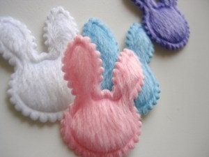 12 padded furry felt bunny rabbit heads appliques embellishments Easter spring EM-98