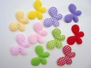 10 padded gingham felt and fabric butterfly appliques embellishments EM-63