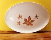 Vintage China Serving Plate with Brown Leaves, Organic and Lovely ON SALE