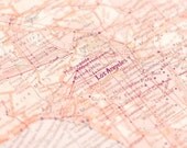 Los Angeles is for Lovers, photo, print, vintage map, road trip, Hollywood, beach, california, fine art photograph 8"x8"